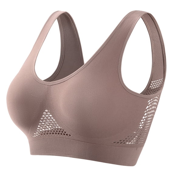 Ersazi Kendally Bras for Older Women Women Seamless Sports Bra Wirefree Yoga Bra with Removable Pads on Clearance Coffee 3Xl