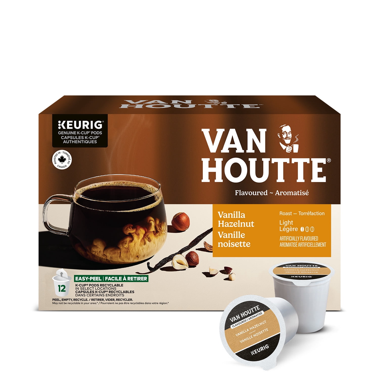 Van Houtte Vanilla Hazelnut, Light Roast, K-Cup Coffee Pods, 12 Count