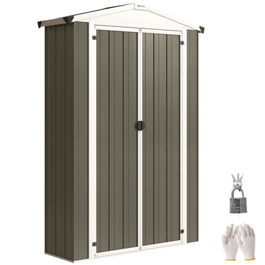 Outsunny 4 x 1.3ft Outdoor Storage Shed with Shelf, Light Grey