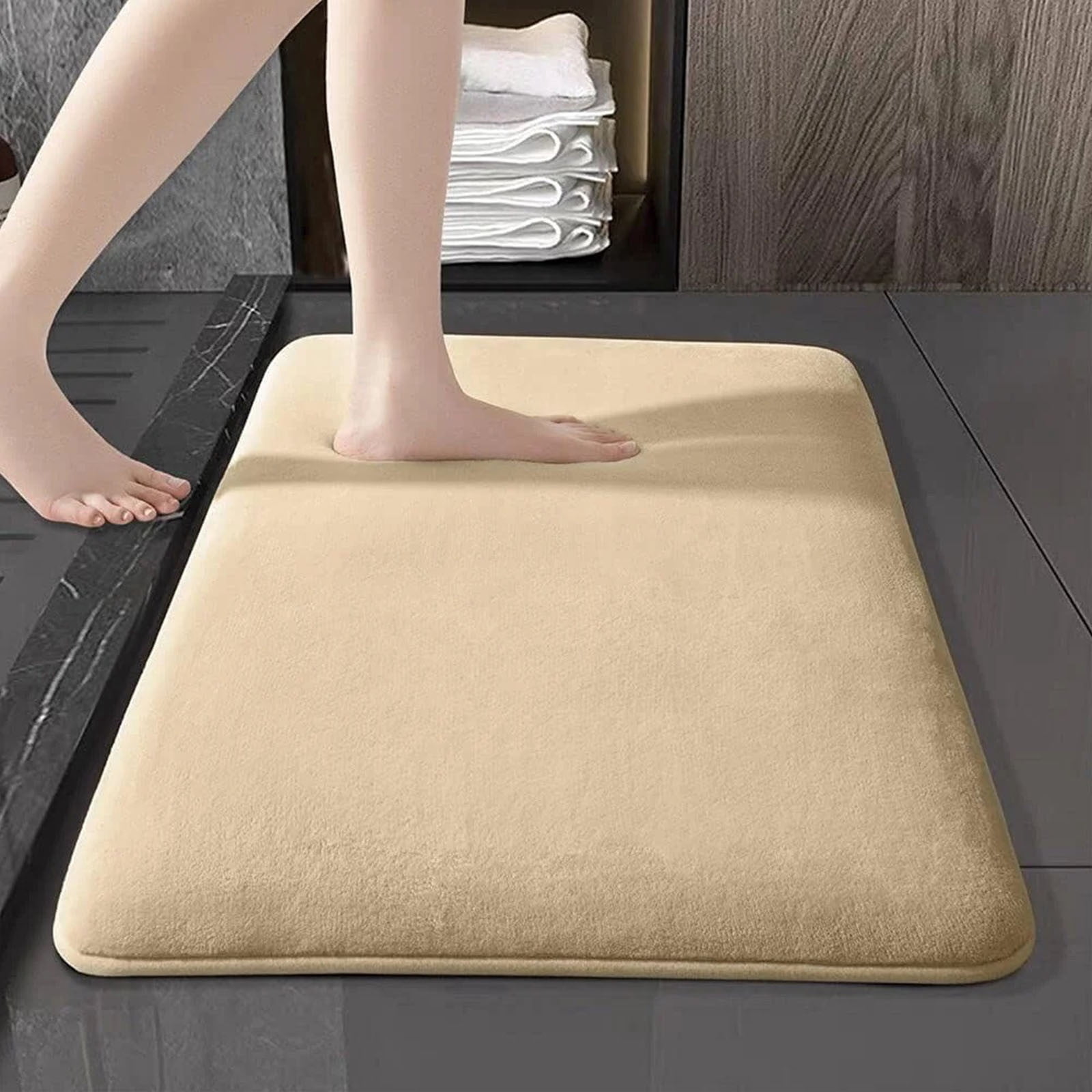 Wuztai Velvet Solid Color Floor Mat, Extra Soft Absorbent Non Slip Bathroom Rug, Quick Dry Machine Washable Bath Mats for Bathroom Floor Tub Shower Living Room