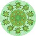 thumbnail image 1 of Ahgly Tapis Rond Lavable en Machine Intérieur Transitionnel Vert Clair, 5 Pieds Rond, 1 of 7