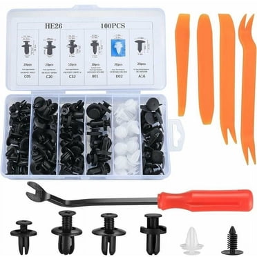 Push Rivets, Durable Auto Body Fasteners, Easy Installation for Wide Applications Including Bumpers and Panels, Black (Set of 155)