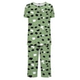 thumbnail image 5 of FAFWYP Ensembles de Pyjama 2 Pcs pour Femmes, Ensembles de Pyjama à Imprimé Floral, Tenue de Nuit Douce, Hauts à Manches Courtes à Col Ras du Cou et Pantalons Capri, Ensembles de Détente, P-3TG, 5 of 5