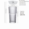 thumbnail image 2 of Bamboohart 2pcs Set Of 600ml/20oz Glassware with Lid And Glass Straw Ribbed Glass Bucket  Thick Glass  Perfect for Iced Coffee  Smoothies  Cocktails  And Juices - Elegant And Durable Beve, 2 of 5