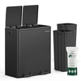 thumbnail image 1 of Trash Can , 2 x 8-Gallon Garbage Can for Kitchen, with 15 Trash Bags, 2 Compartments, Plastic Inner Buckets and Hinged Lids, Airtight, 1 of 7