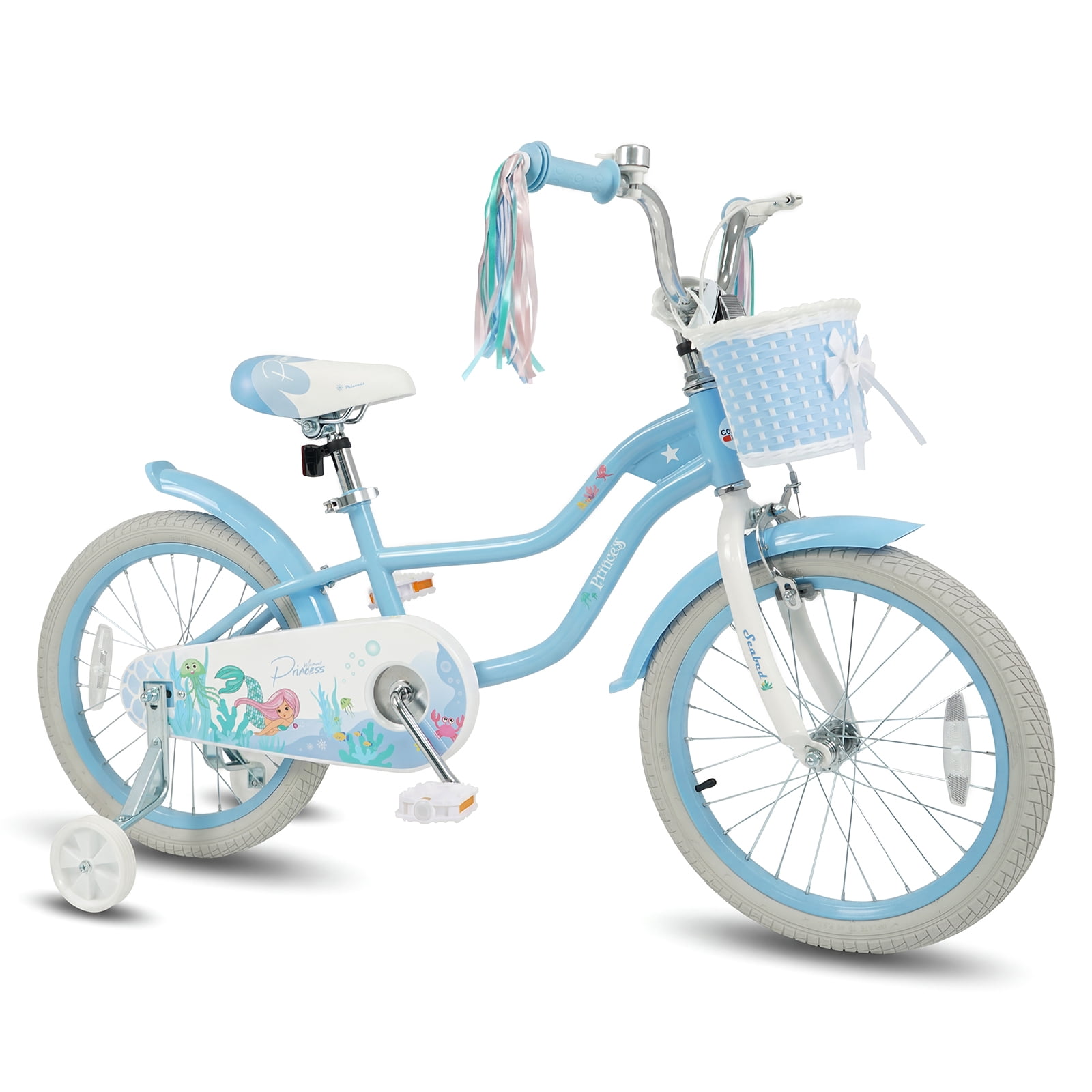 Costway 18" Kids Bike Toddler Bicycle with Training Wheels Hand & Coaster Brakes Handlebar Blue