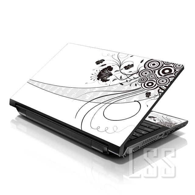 LSS Laptop Skin Sticker Floral Pattern Fits 17" to 19" Laptops with Wrist Pads