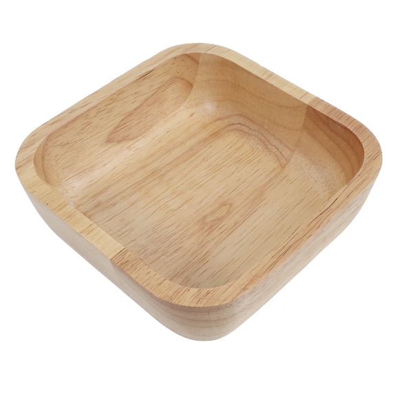Wooden Square Fruit Salad Bowl Wood Rice Bowls Vegetable Seasoning Container for Restaurant Home (Rubber Wood, 15cm)