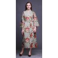 thumbnail image 2 of Bimba Light Grey Floral Leaves & Peony Bathrobes For Women Wrap Printed Bride Getting Ready Dress Robe For Girls XS, 2 of 5