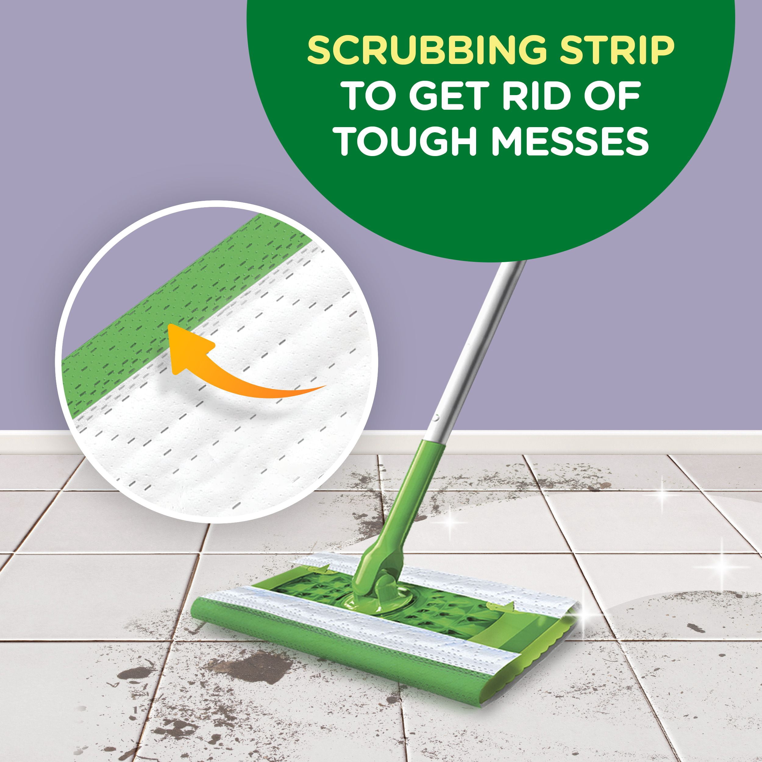 Swiffer Balai + Vadrouille, Linges Humides de Recharge, Nettoyant pour Planchers, Linges de Nettoyage, Frais, 12 Unités