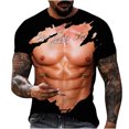 thumbnail image 1 of EGNMCR T-shirts pour Hommes Hommes Décontracté Col Rond Muscle Impression Numérique Chandail D\'entraînement Physique Sport Manches Courtes T-Shirt Blouse, 1 of 3