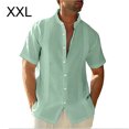 thumbnail image 5 of Wweixi Men's Button Down Shirt Boys Summer Pool Party Beach Walking Solid Color Simple Design Tops Daily Working Clothes Green XXL, 5 of 5