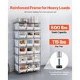 thumbnail image 3 of KFFKFF 7-Tier Rolling Bin Storage Rack, 18 Organizer Bins, Bin Rack Storage Steel Wire Shelving System with Wheels, Mobile Tool Organizer for Garage, Warehouse, Office, Restaurant, 3 of 9