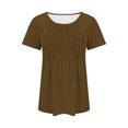thumbnail image 4 of AherBiu Tuniques pour Femmes Amples Décontractées à Manches Courtes Couleur Unie Confortables d'Été à Col Rond Blouse T-Shirts, 4 of 7