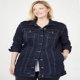 thumbnail image 4 of Woman Within Veste en Denim Extensible Longue Grande Taille Veste en Jean Surdimensionnée - 22 W Indigo, 4 of 6