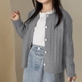 thumbnail image 2 of Mepaouo Girls Cardigan Sweater School Uniforms Toddler Long Sleeve Button Knit Solid Sweaters Tops Grey 110, 2 of 5