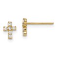 thumbnail image 1 of Boucles d'Oreilles en Or Jaune 14 Carats Madi K Poli CZ Cross Post, 1 of 2