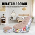 thumbnail image 3 of Inflatable Lounger Chair, Cozy Inflatable Couch Soft Flocking Waterproofing Folding with Foot Stool for Outdoor Camping Brown, 3 of 7