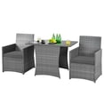 thumbnail image 1 of Patiojoy 3PCS Patio Rattan Furniture Set Outdoor Wicker Table & Chair Set w/Cushions Gray, 1 of 6