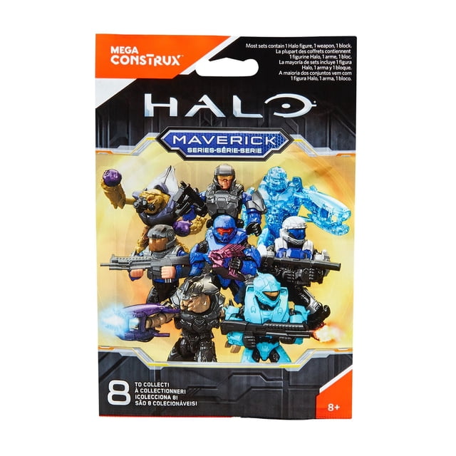 Mega Construx Halo Série Maverick Emballage Présentant Huit micro Figurines d'Action de Collection de la franchise de Jeux Vidéo Halo, Chacune avec Armure Détaillée et Accessoires d'Armes en Couleurs comme Bleu, Noir et Bleu Translucide, Conçue pour 8 Ans et Plus.
