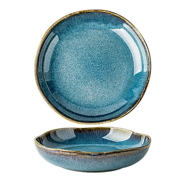 Ceramic Dinnerware Set Elegant Speckled Glaze Design Irregular Deep Plates for Kitchen Dining Table Stoneware Tableware Microwave Dishwasher Friendly