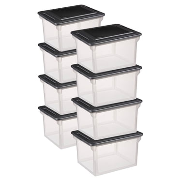 Sterilite Boîte à Dossiers, Boîte de Banquiers Transparente, Bac de Rangement Organisateur avec Couvercle (Lot de 8)