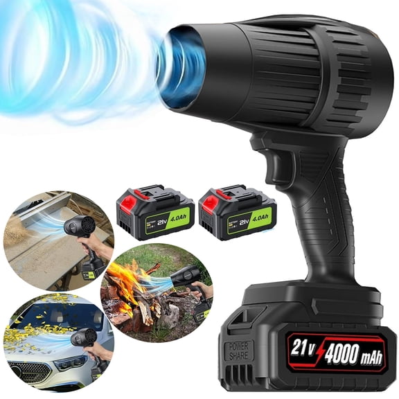 SUSUZI Cordless Leaf Blower, 300000 RPM Brushless Motor Electric Blower, 52M/S High Speed Airflow with 2×21V 4000mAh Batteries and Charger for Lawn, Patio, Garage and Driveway Cleaning