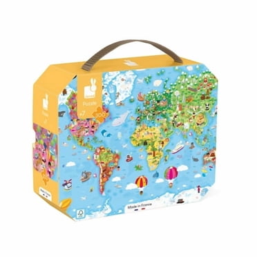 Janod Casse-Tête Géant de 300 Pcs avec Carte du Monde - 7 Ans et Plus - J02656