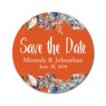 thumbnail image 1 of Darling Souvenir Round 45 Pcs Floral Border Save The Date Stickers Wedding Personalized Bride Groom Names And Date Envelope Seals - Orange, 1 of 4