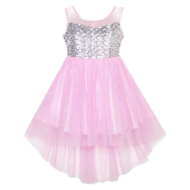 Flower Girls Dress Sequin Mesh Hi-lo Wedding Pageant Birthday 12 Years