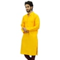 thumbnail image 4 of Atasi Kurta Long Jaune Ethnique pour Homme Style Bollywood Chemise de Designer - Petit, 4 of 7