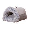 thumbnail image 2 of Lit pour Chat Grotte Semi-Fermée Nid pour Chat Portable avec Poignée Confortable Gris Grand, 2 of 9