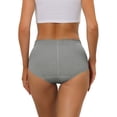 thumbnail image 3 of INSPIRE CHIC Women's Cotton Underwear High-Rise Lace Trim Tummy Control Full Coverage Brief S Gray, 3 of 4