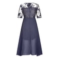 thumbnail image 2 of EGNMCR Robes d'Invitée de Mariage pour Femmes Unies à Manches Mi-Longues, Col Rond, Dentelle, Mousseline, Maille, Taille, Robe Midi de Fête, 2 of 4