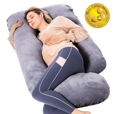 Momcozy U/J Shaped Pregnancy Pillow, Full Body Maternity Pillow for Sleeping with Removable Cover