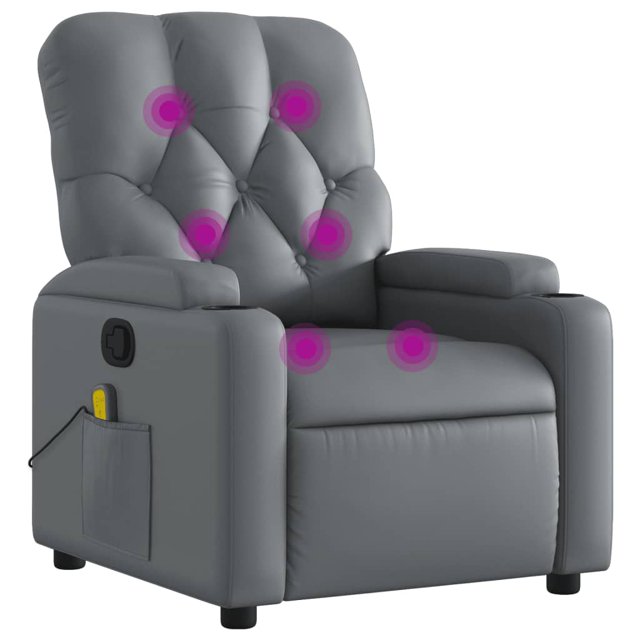 vidaXL Fauteuil Inclinable de Massage en Similicuir Gris