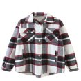 thumbnail image 1 of Women Long Sleeve Loose Spring Fall Shirts Coat Girl Plaid Wool Buttons With Pockets Jacket Dark Green L, 1 of 9