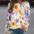 thumbnail image 2 of KIHOUT Chandails Molletonnés pour Femmes en Liquidation, Hauts Blouse à Manches Longues d'Automne et d'Hiver à Col Rond à Imprimé Floral, Coupe Ample, Taille P-2TG, 2 of 5