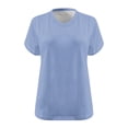 thumbnail image 4 of DPTALR Femmes V-Cou Manches Courtes Chemises d'Été de Couleur Unie pour les Femmes Plus Size Tops pour les Femmes, 4 of 4
