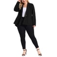 thumbnail image 2 of Agnes Orinda Women's Plus Size Blazer Button Notch Panel Ruffle Peplum Blazers 5X Black, 2 of 8