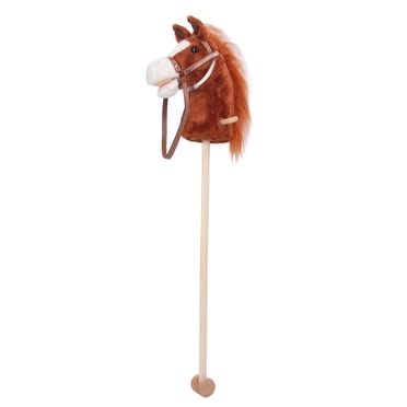 Jouet Bâton Tête de Cheval pour Enfants, Expression Mignonne, Peluche Douce, Bâton Cheval en Peluche avec Roues Coulissantes