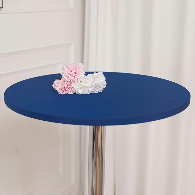 ORUYROP 2-Pack Cocktail Round Table Topper Cap Spandex Fitted Stretch Cocktail Tablecloth Tight Stretchable Elastic for Weddings Banquets Events Parties Restaurants(Size:180cm,Color:Navy Blue