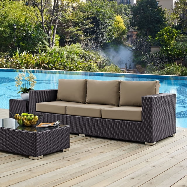 Modway Convene Outdoor Patio Furniture Sofa, Espresso