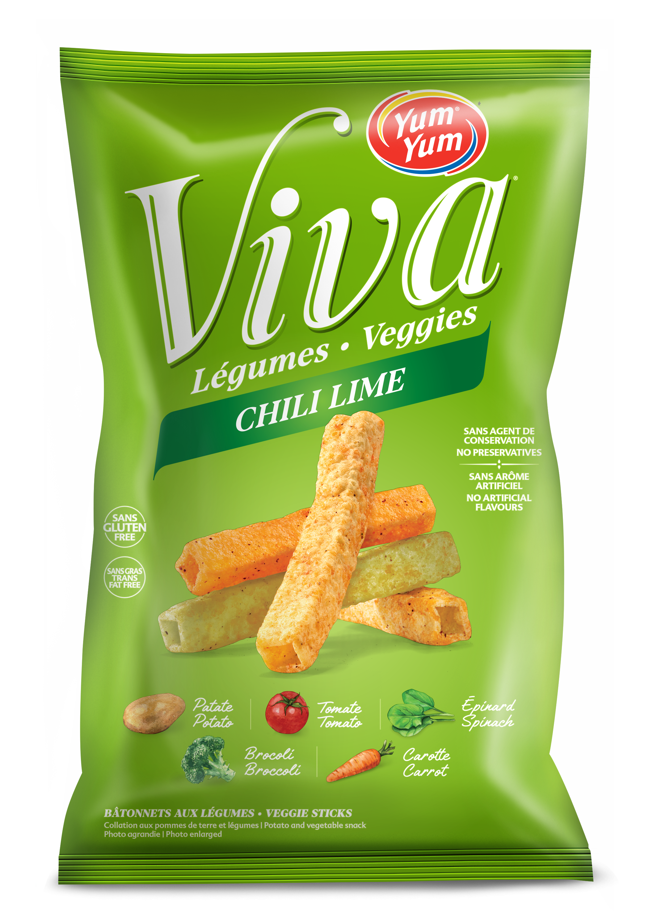 Yum Yum Viva bâtonnets aux légumes chili lime 150g