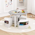 thumbnail image 2 of Costway Ensemble de 5 Pcs Table de Jeu et Chaises pour Enfants Table Ronde Emboîtable Mobilier pour Tout-Petits Gris, 2 of 10