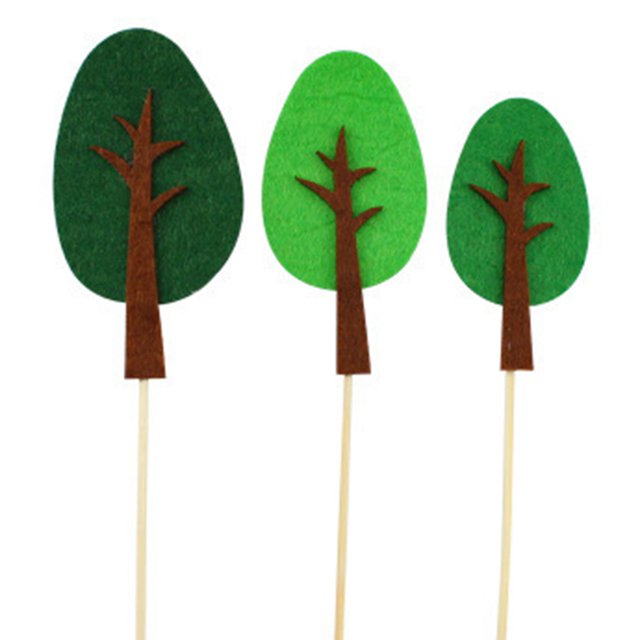 Coxeer Cake Topper Set Felt Plant Cute Cake Pick Cupcake Decoration Stick for Birthday
