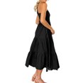 thumbnail image 4 of Robe Longue Femme Décontractée Plissée Midi Fête Danse Plage Vacances Bureau Mode Été Noir m, 4 of 9