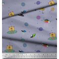 thumbnail image 3 of Soimoi Cotton Cambric Fabric Planet,Animal & Spaceship Cartoon Printed Fabric 1 Yard 42 Inch Wide, 3 of 3