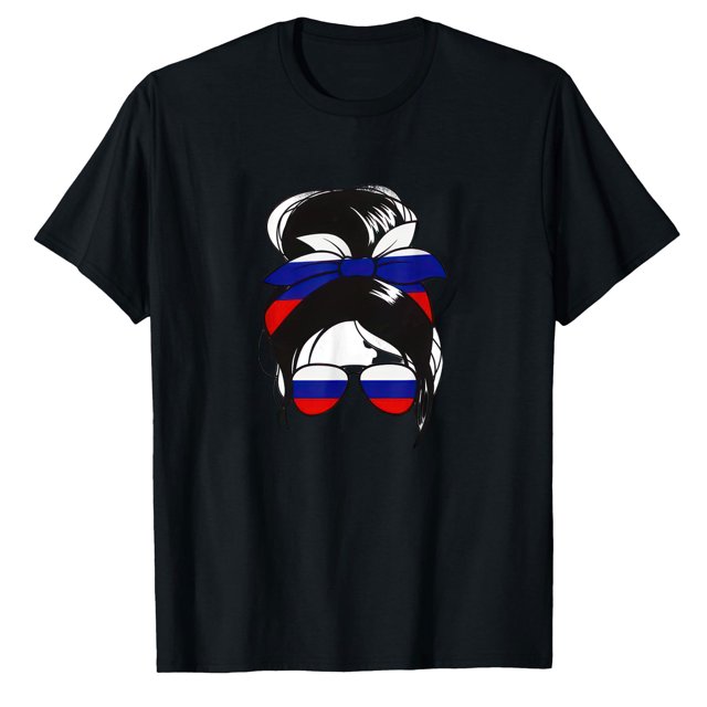 AALJY Russie Chignon Décoiffé Femme Russe Cadeau T-Shirt Russie pour Femme
