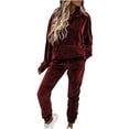 thumbnail image 1 of Yuyuzo Womens Velour Sweatsuits 2 Piece Outfits Hooded Pullover Sweatshirt Sweatpants Tracksuits Matching Set, 1 of 7